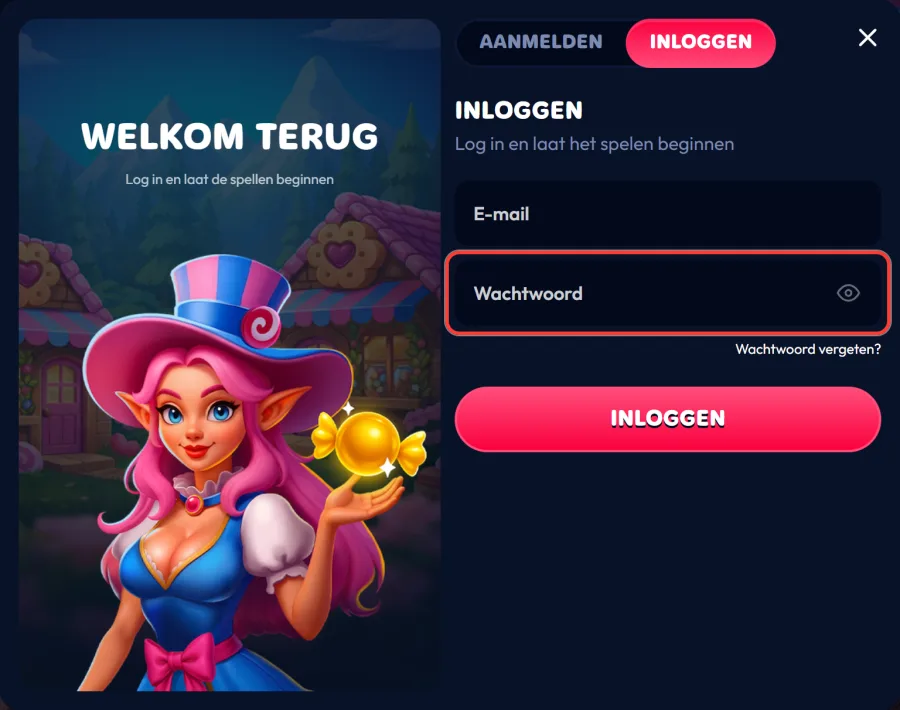Wachtwoordveld met oogje om het wachtwoord te tonen