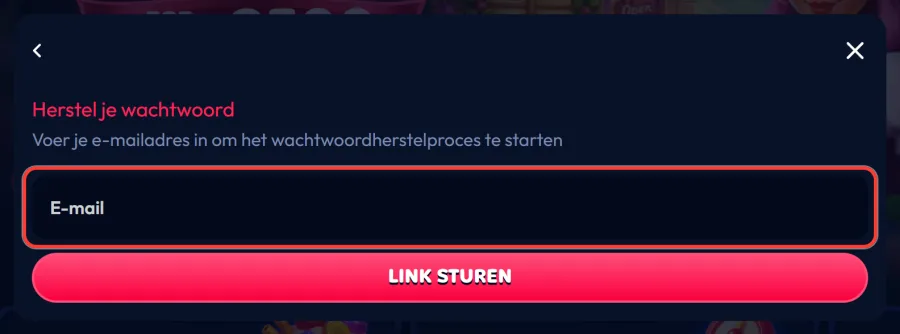 E-mailveld in het venster Herstel je wachtwoord