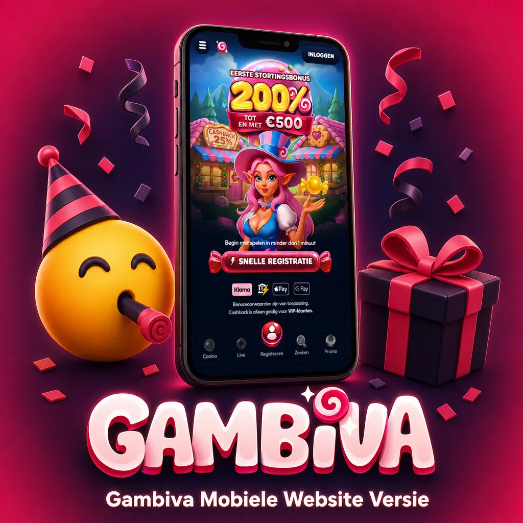 Gambiva mobiele website op smartphone en tablet voor sportweddenschappen en casinospellen zonder app-installatie